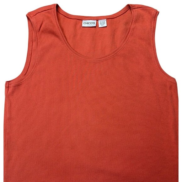 Chicos Women's Ribbed Scoop Neck Sleeveless Tank Top Size XL Cotton Blend - Picture 2 of 7